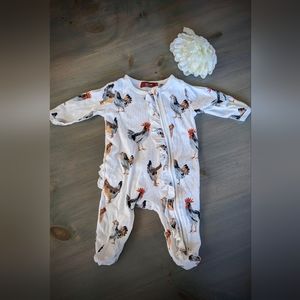 Milkbarn baby infant girls 0-3 mo onesie footed sleeper with double zip